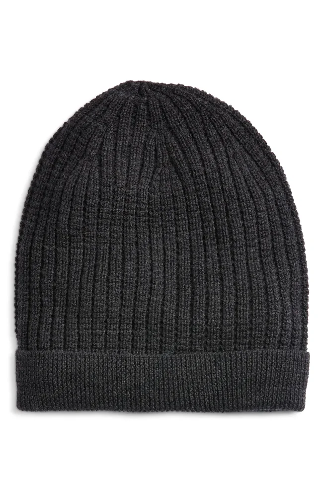 Ribbed Merino Wool Beanie