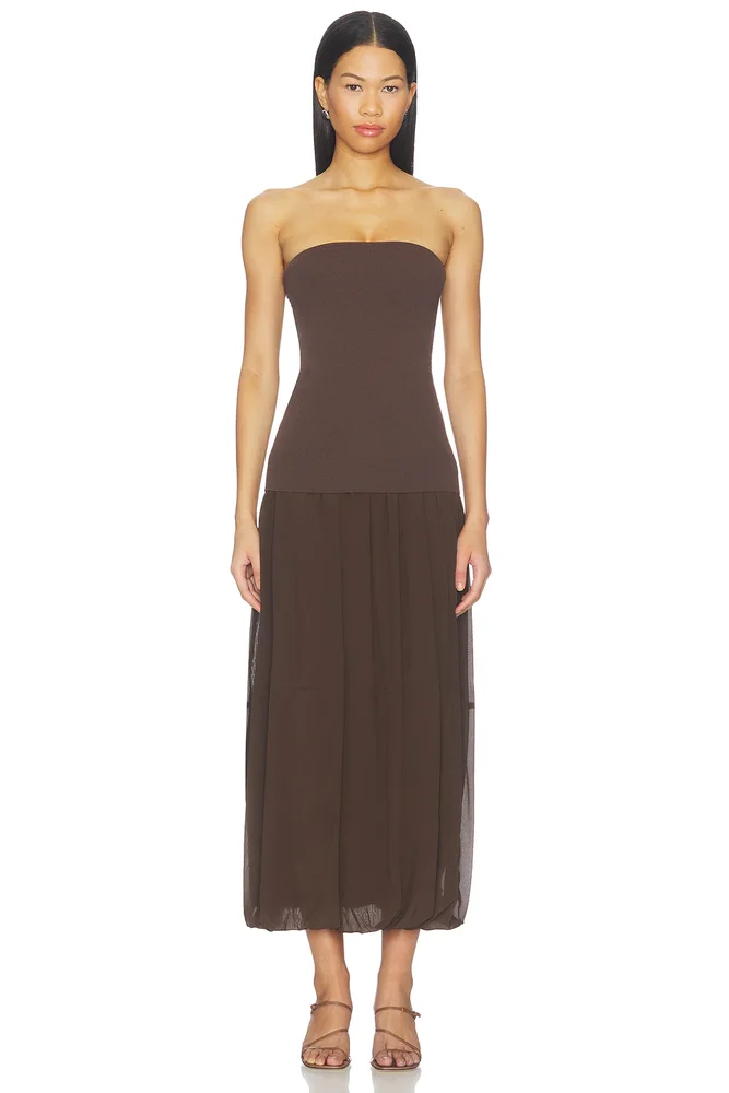 Strapless Balloon Hem Dress - Porcelain