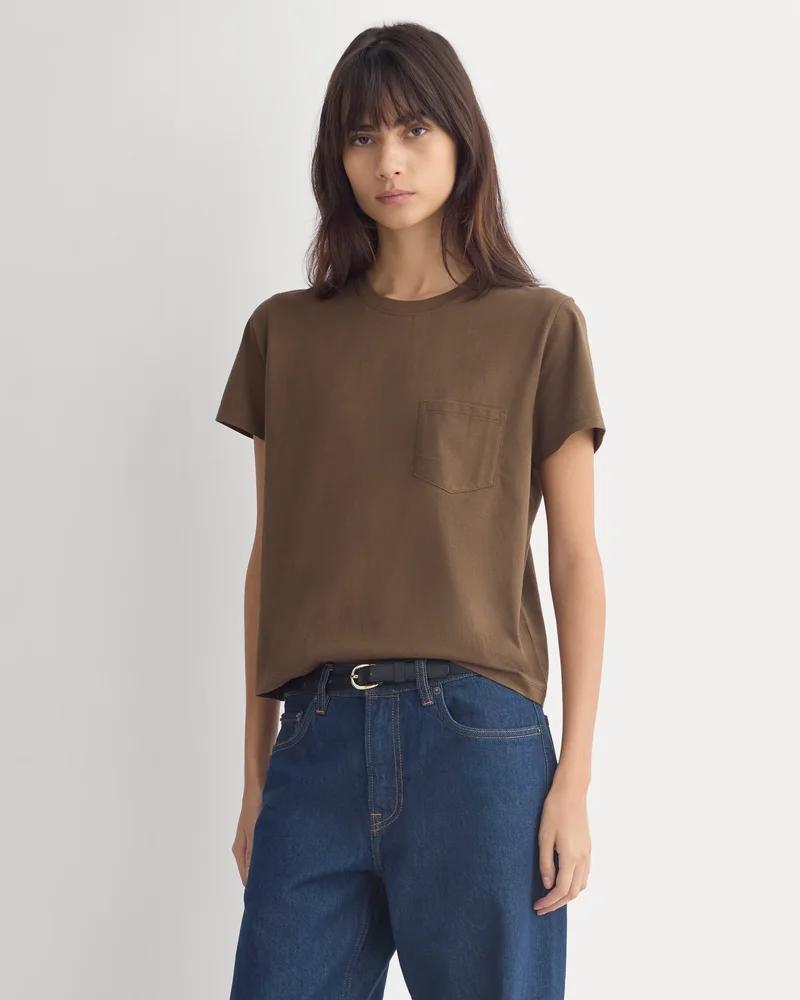 The Box-Cut Tee in Essential Cotton | Cocoa | Pocket
