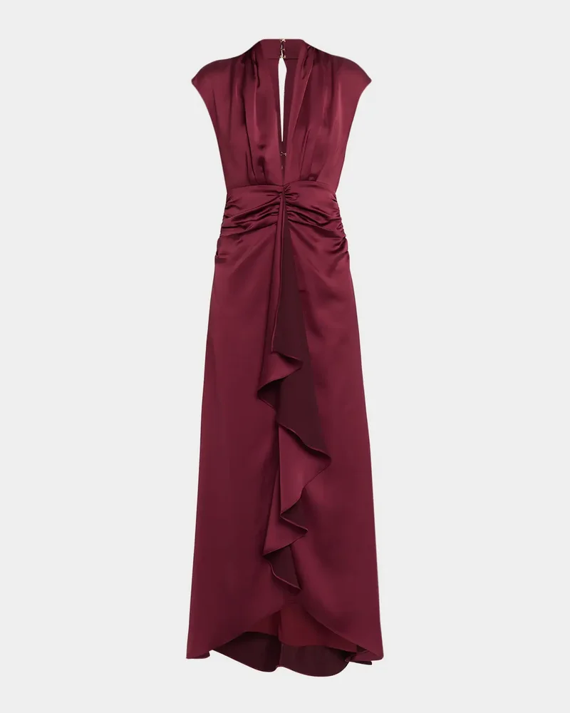 Catrin Draped Deep V-Neck Gown