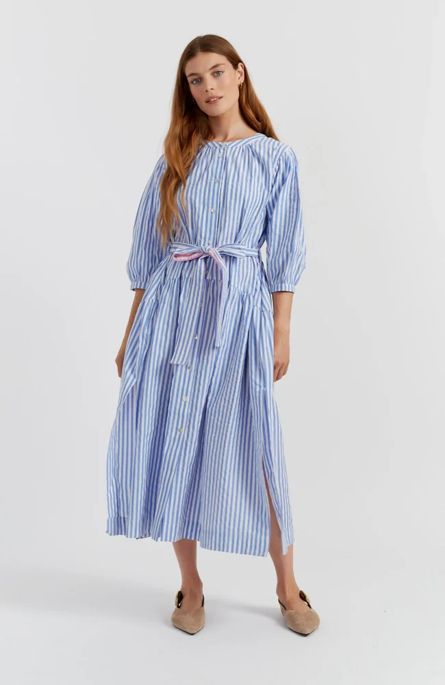 Oxford Stripe Cotton Shirt Dress