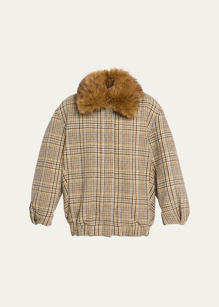 Savannah Tweed Faux Fur Collar Jacket