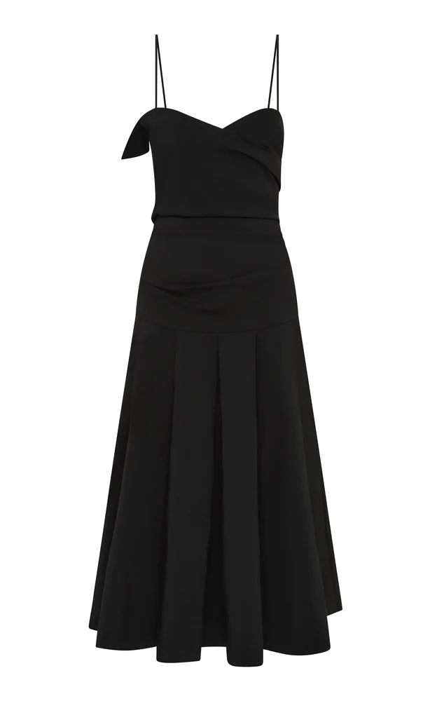 Folded Cotton-Blend Bodice Dress