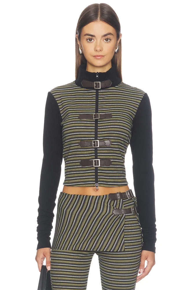 Olive Grove Stripe Fleece Jacket