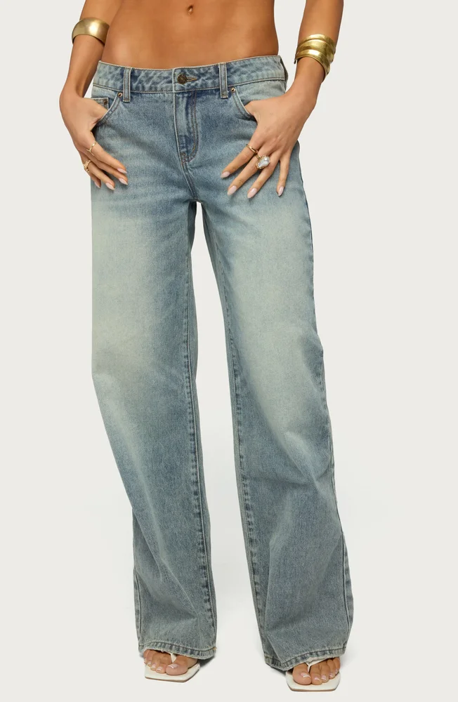 Raelynn Washed Low Rise Baggy Wide Leg Jeans