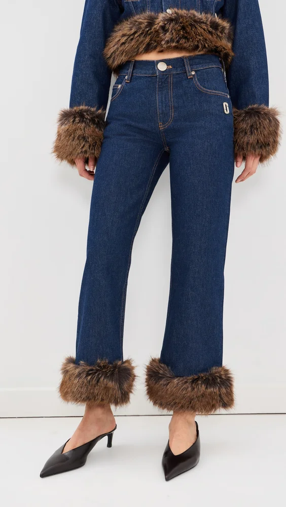 Faux Fur Cropped Jeans (set with trucker jacket)