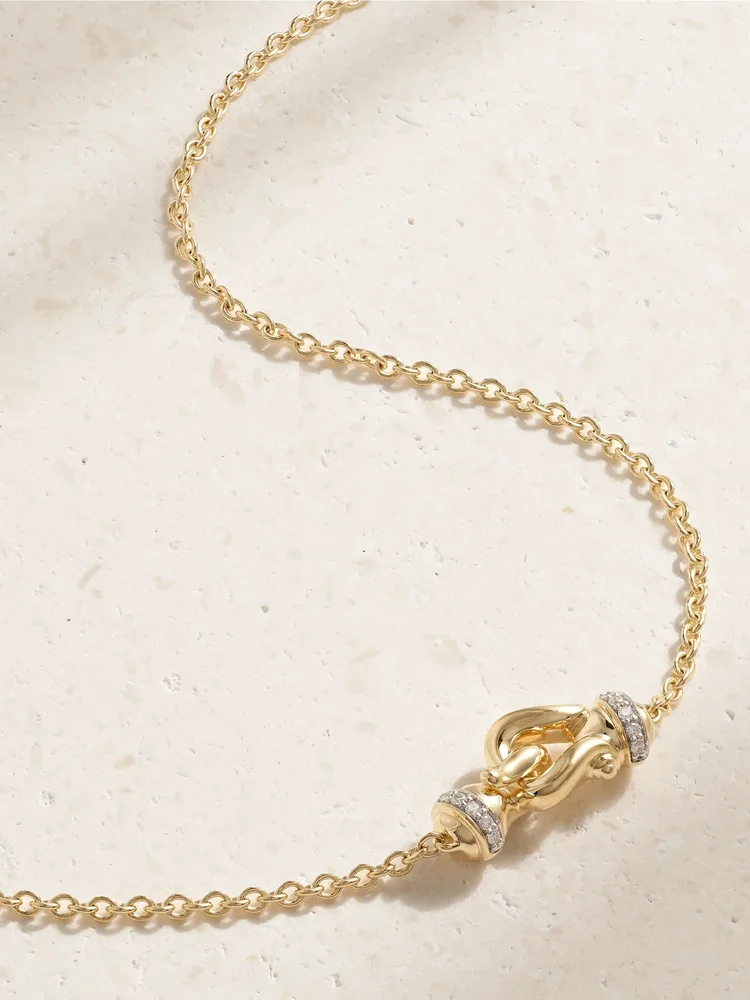 Cable Collectibles® Petite Buckle 18-karat gold diamond necklace