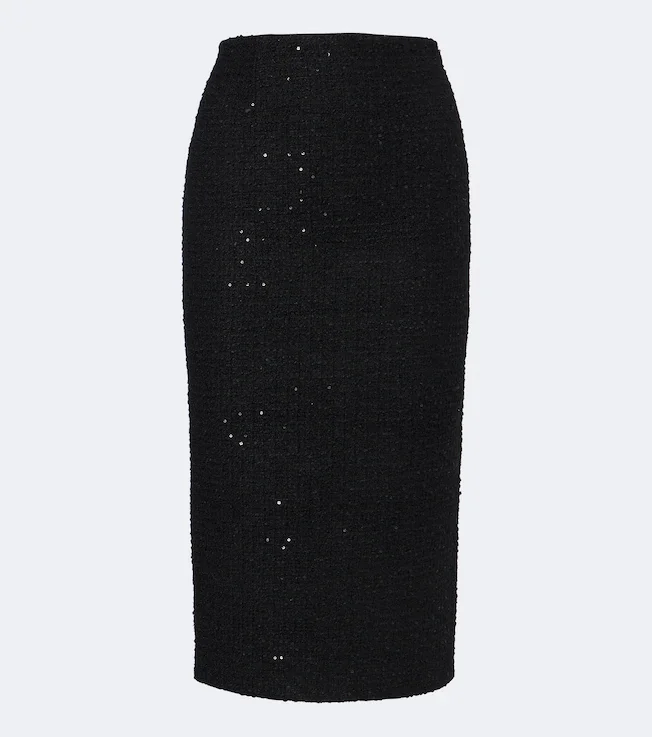 Sequined bouclé pencil skirt