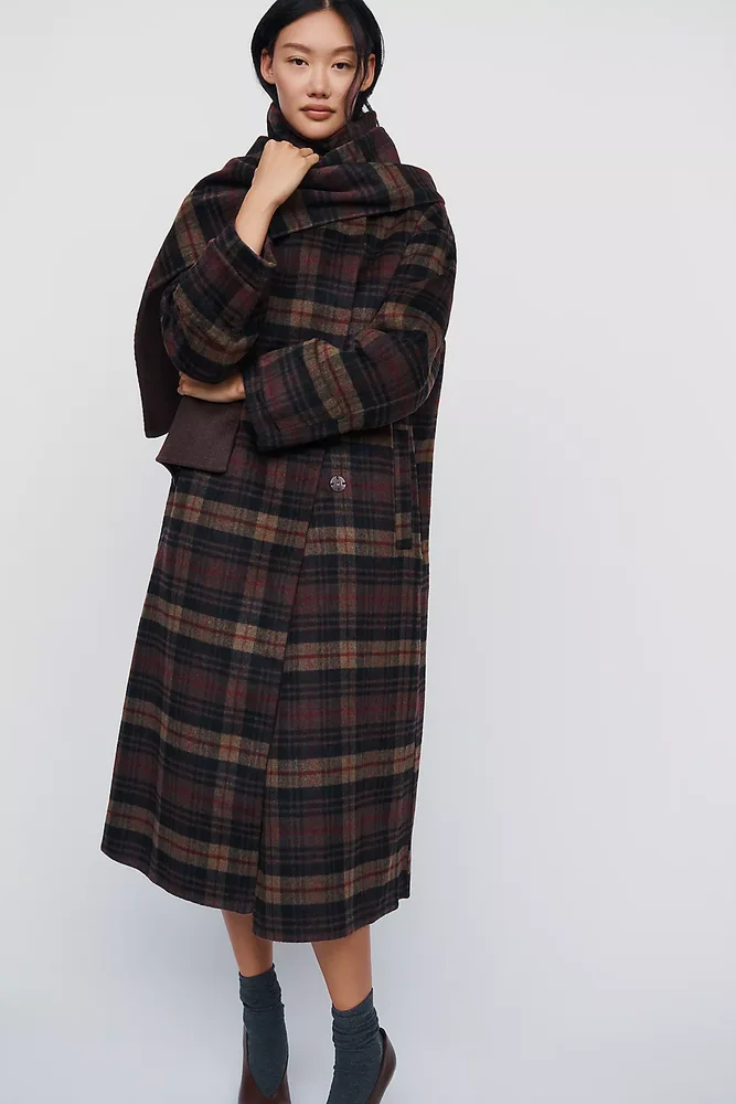 Wool Blend Funnel Neck Coat