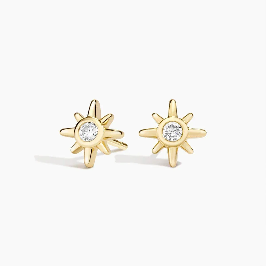 Sol Starburst Diamond Stud Earrings (1/10 ct. tw.) in 14K Yellow Gold
