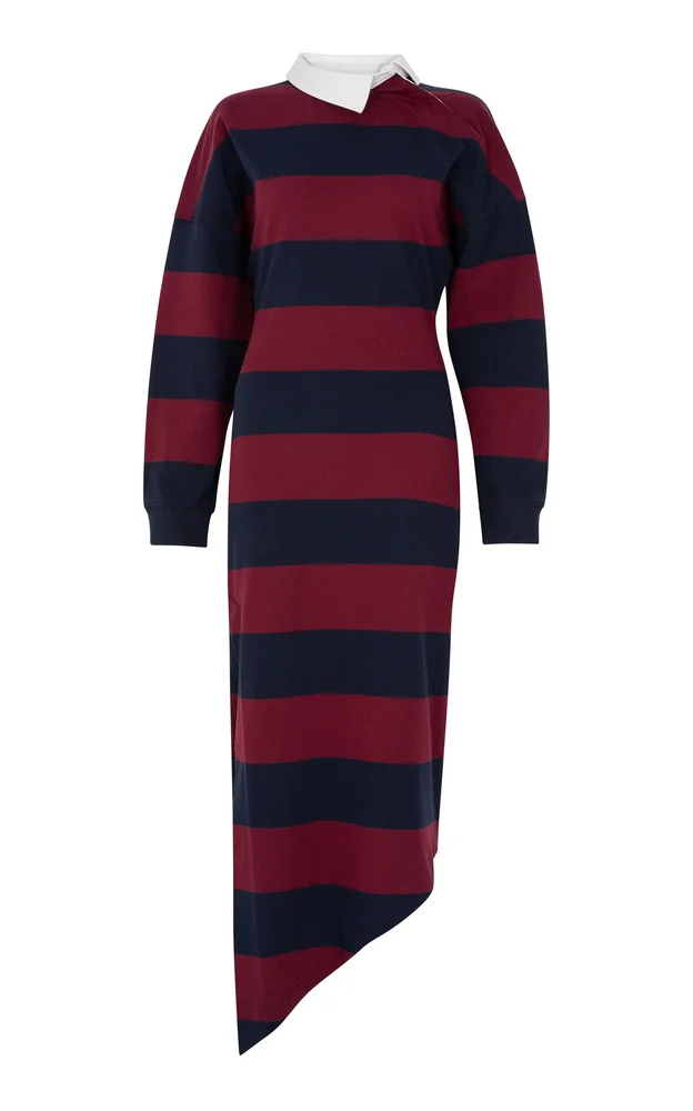 Twisted Collar Cotton Midi Dress