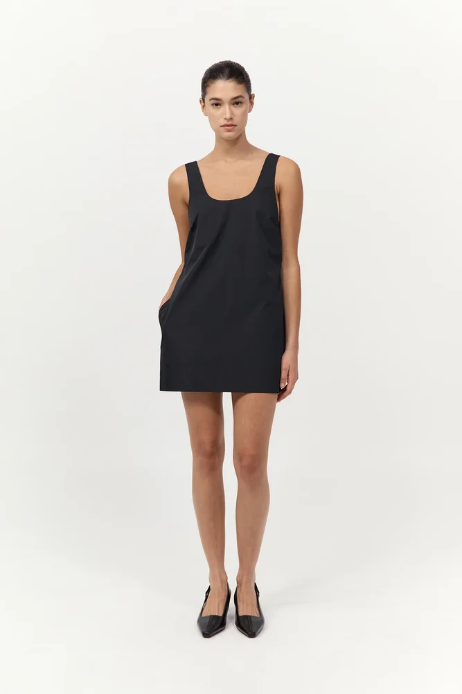 Strapless Linen Mini Dress Black