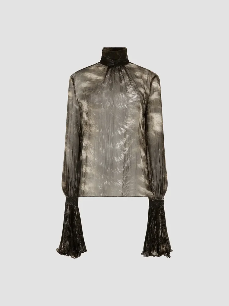 Printed Sheer Silk Blouse