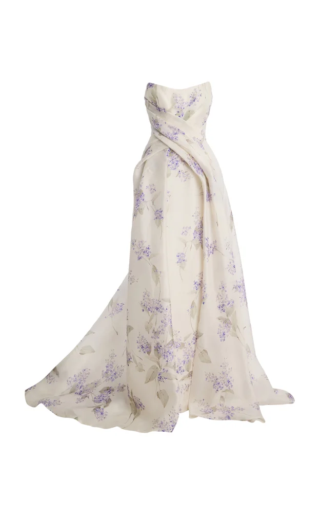 Silk Strapless Column Dress With Train