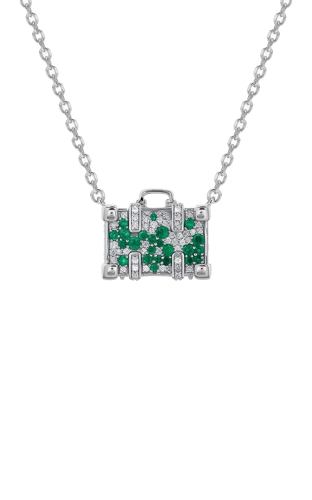 Travel Small 14K Gold Diamond and Emerald Necklace