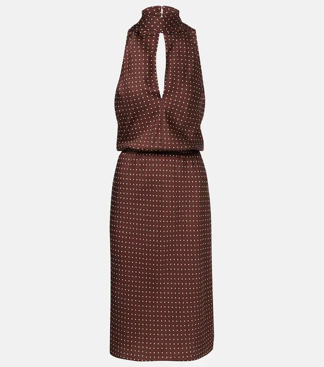 Phoebe polka-dot halterneck midi dress