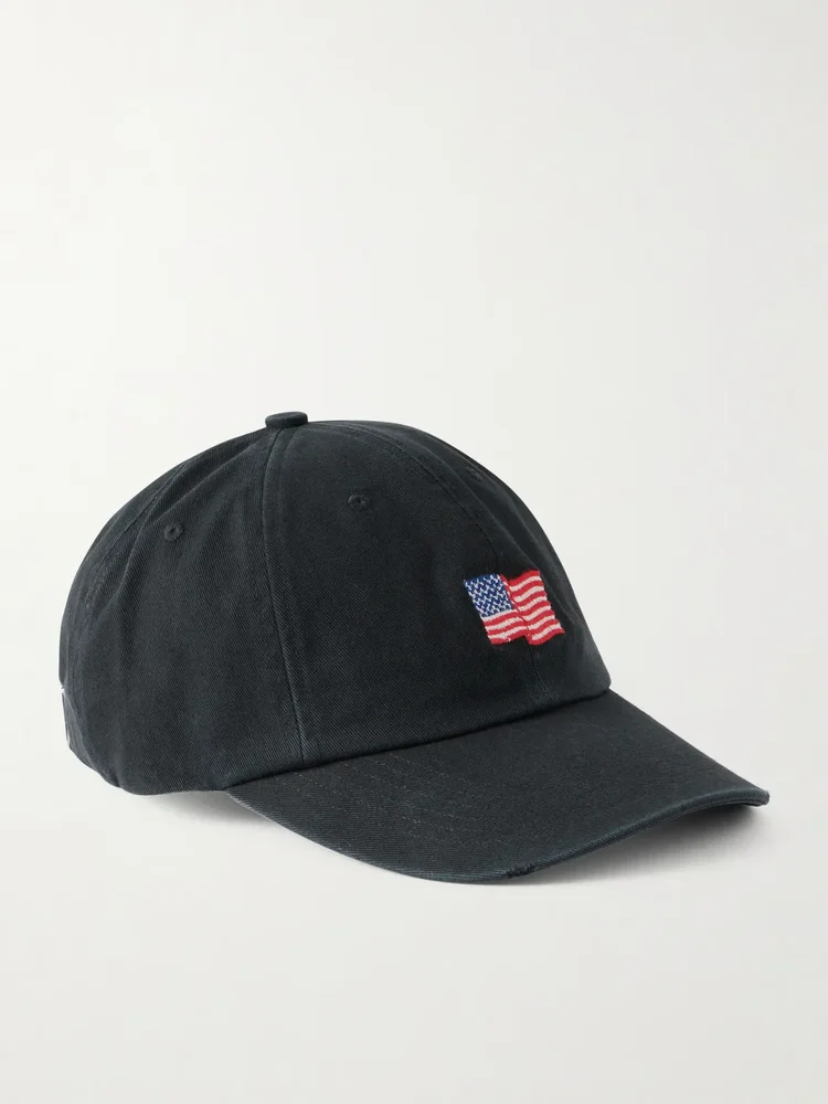 Mini Flag Embroidered Cotton-Twill Baseball Cap