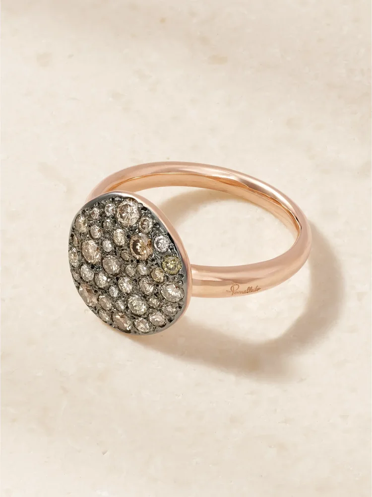 Sabbia 18-karat rose and rhodium-plated gold brown diamond ring