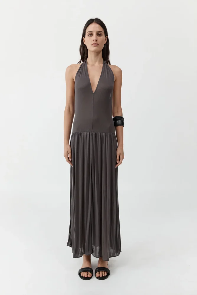 Fluid Jersey Halter Dress