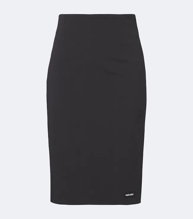 Cotton-blend poplin pencil skirt