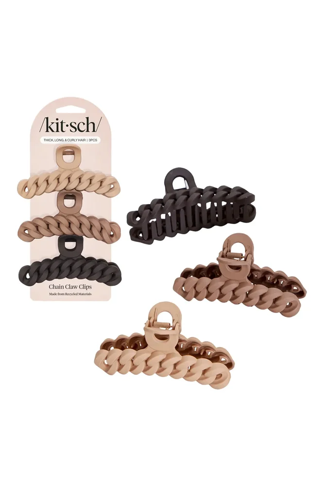 3-Pack Assorted Chain Claw Clips