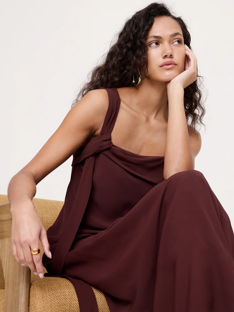 Banana Republic Drapey Georgette Bias-Cut Slip Dress
