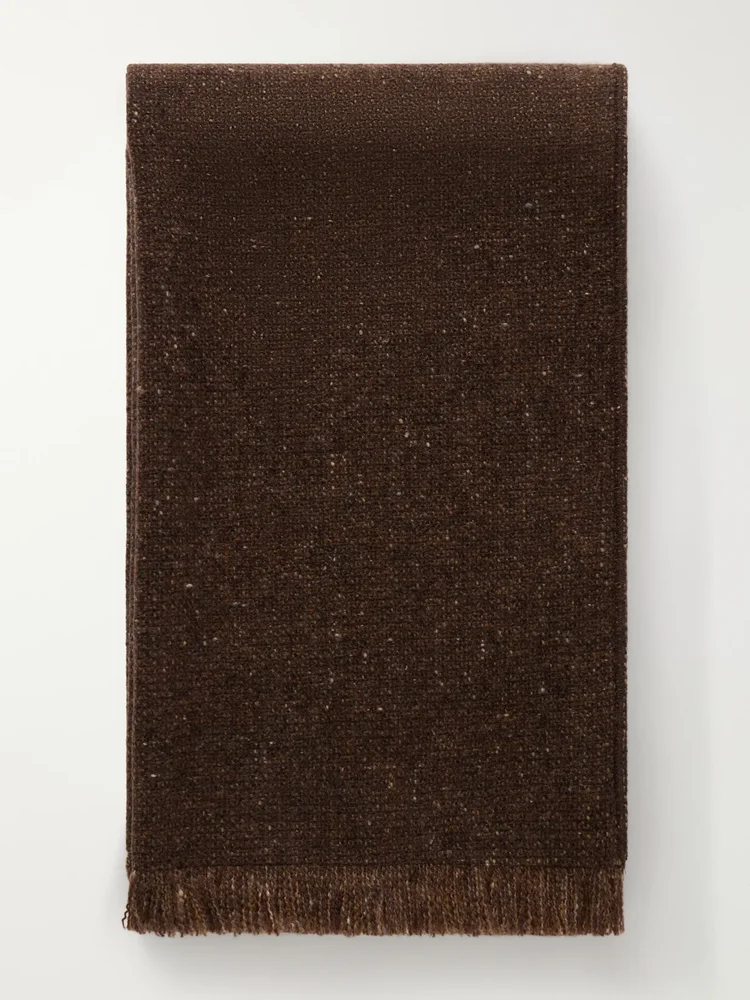 Fringed wool-blend scarf