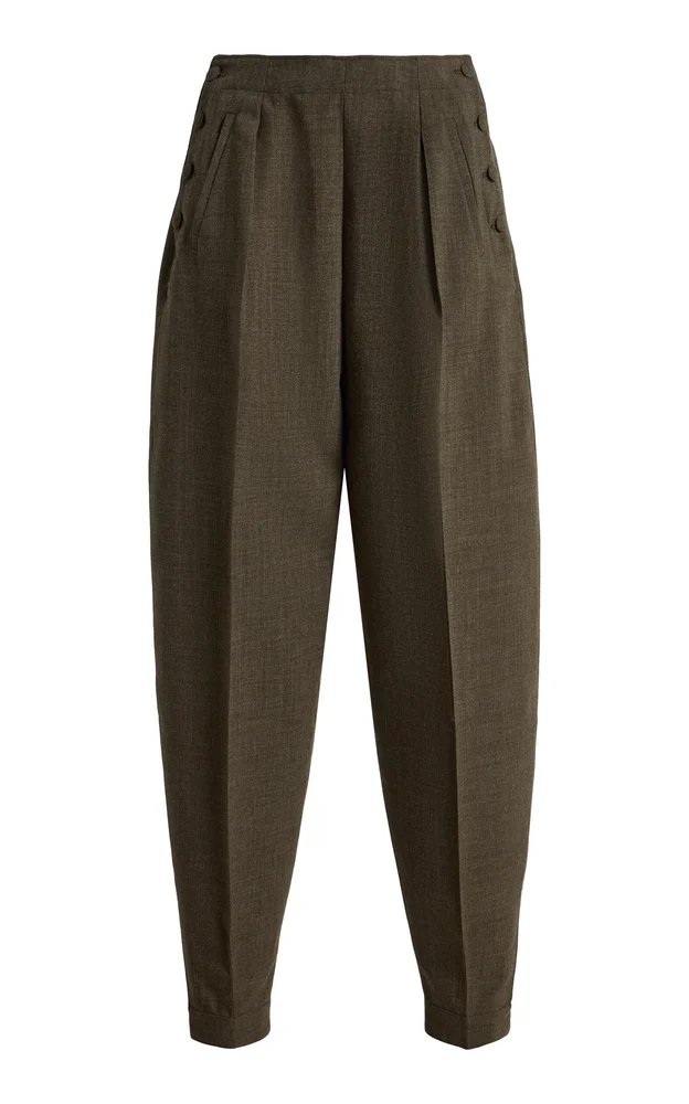 Taylor Wool-Blend Barrel-Leg Pants