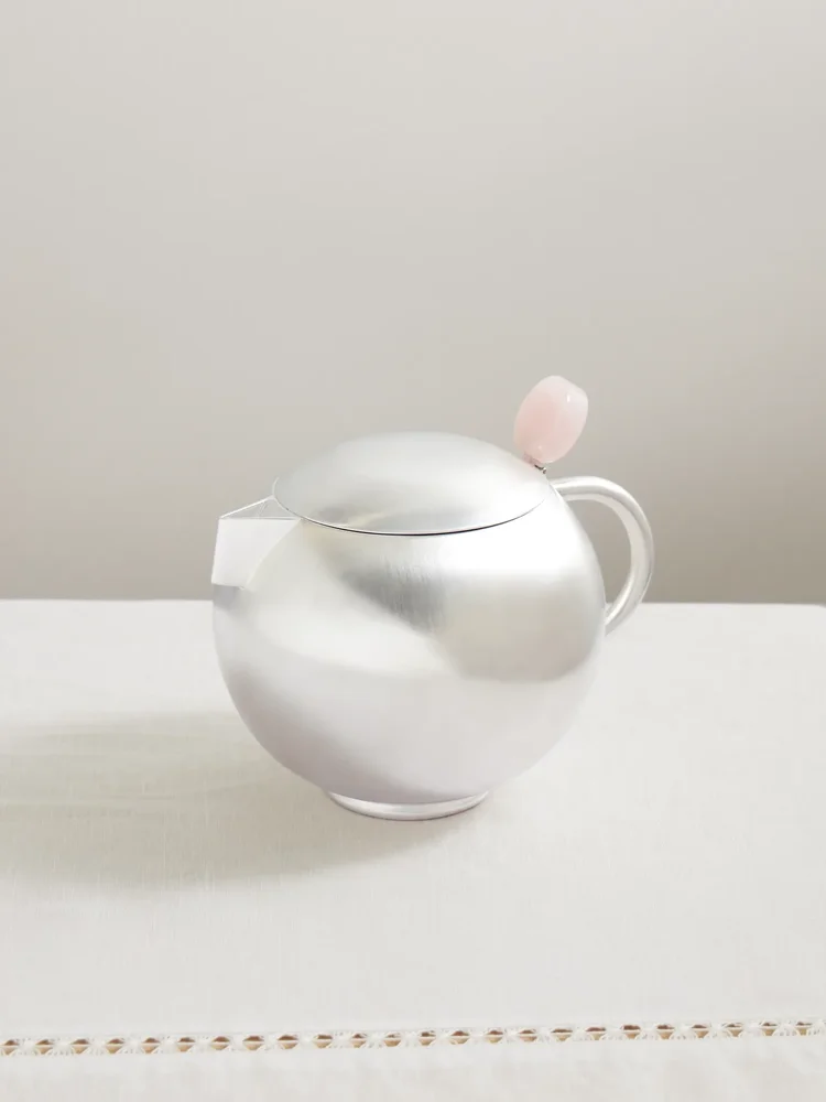 Teiera silver-plated and rose quartz teapot