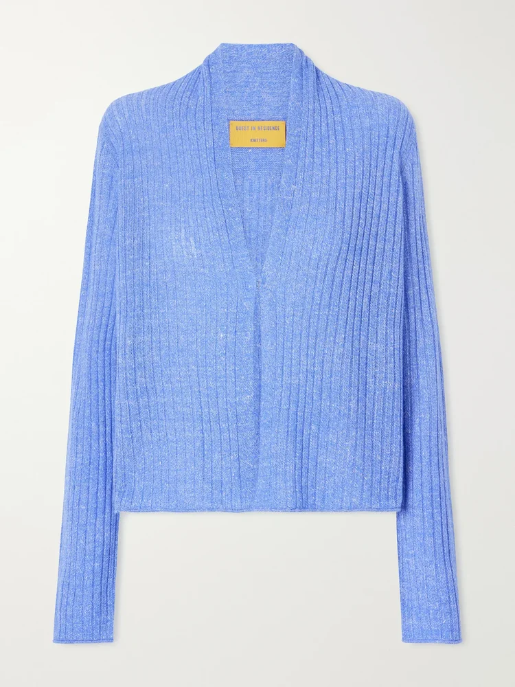 Stealth ribbed cashmere and linen-blend cardigan