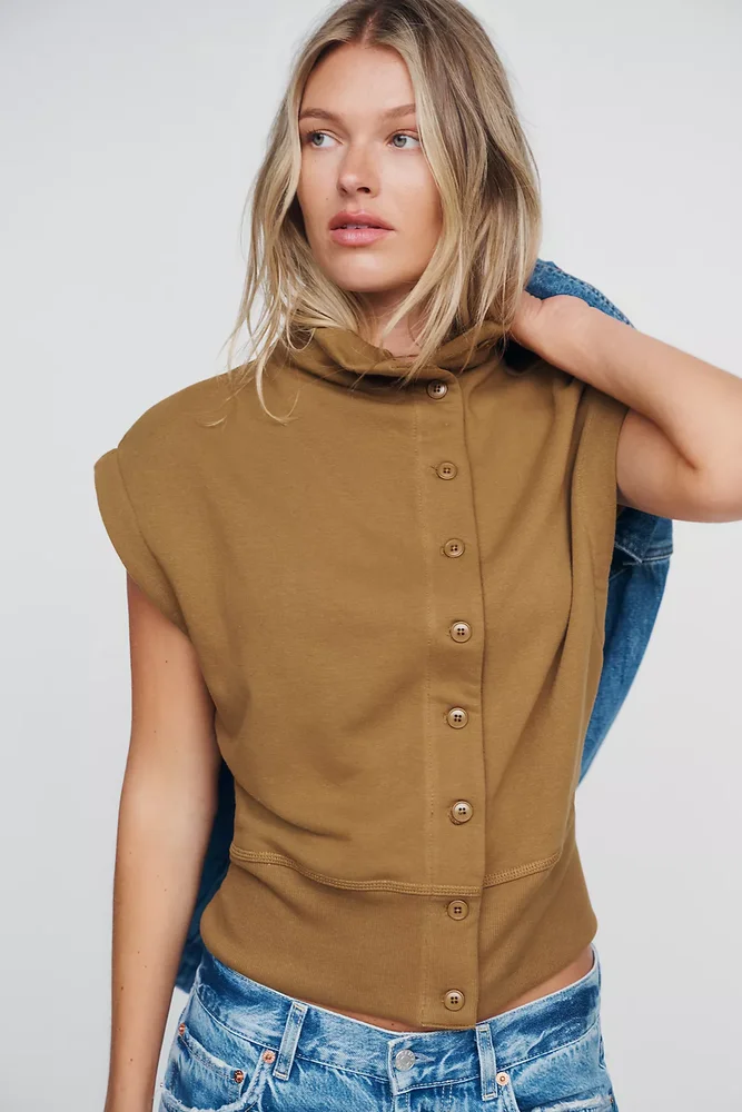 Funnel Neck Short Sleeve Sweater