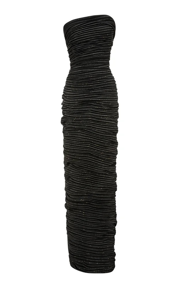 Pleated Silk Satin Gown