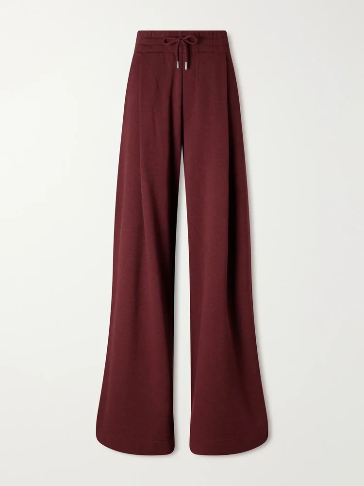 Cotton-jersey wide-leg track pants