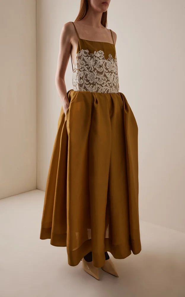 Adara Silk Twill Organza Maxi Skirt