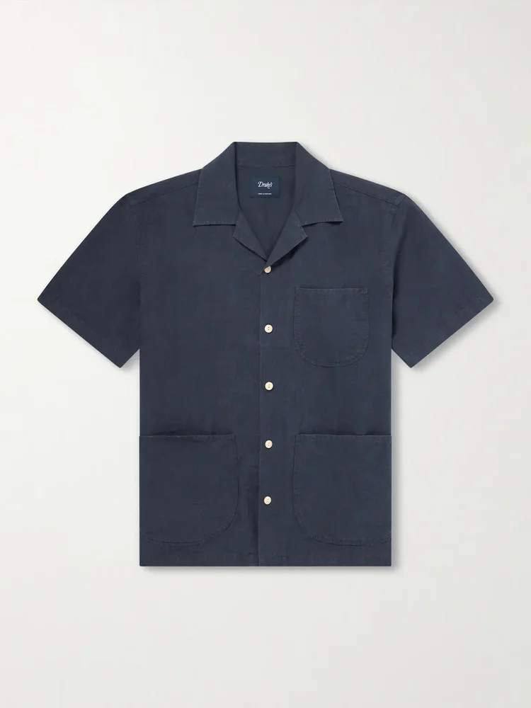 Camp-Collar Linen Shirt
