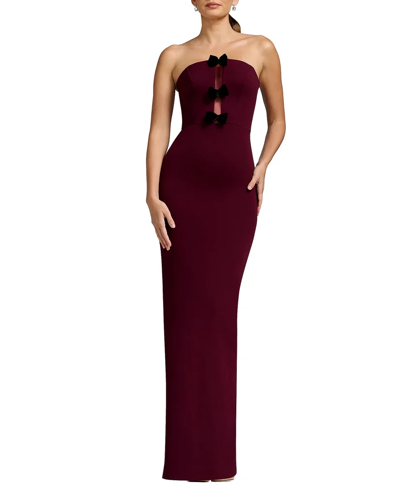 Everly Strapless Velvet Bow Long Dress