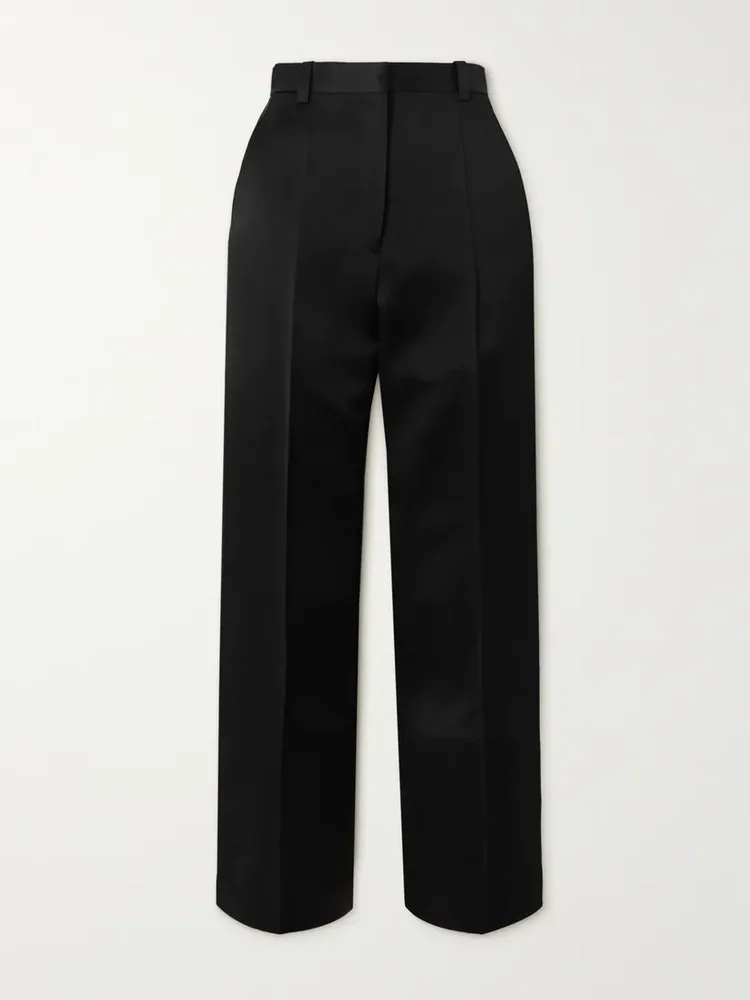Duchesse silk-satin straight-leg pants
