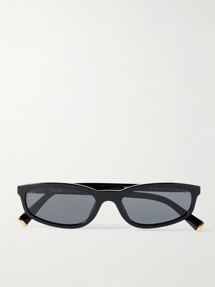 Miu Miu Oval-Frame Acetate Sunglasses in Black
