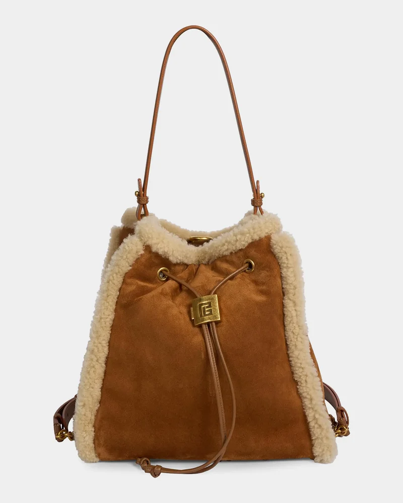 Pulse Shearling-Trim Suede Backpack
