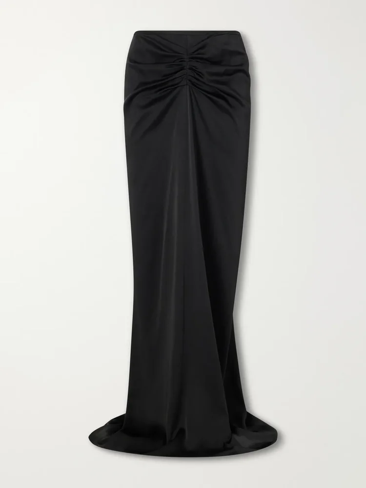 Isabella gathered satin maxi skirt