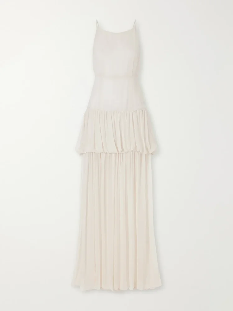 Nina tiered silk-chiffon maxi dress