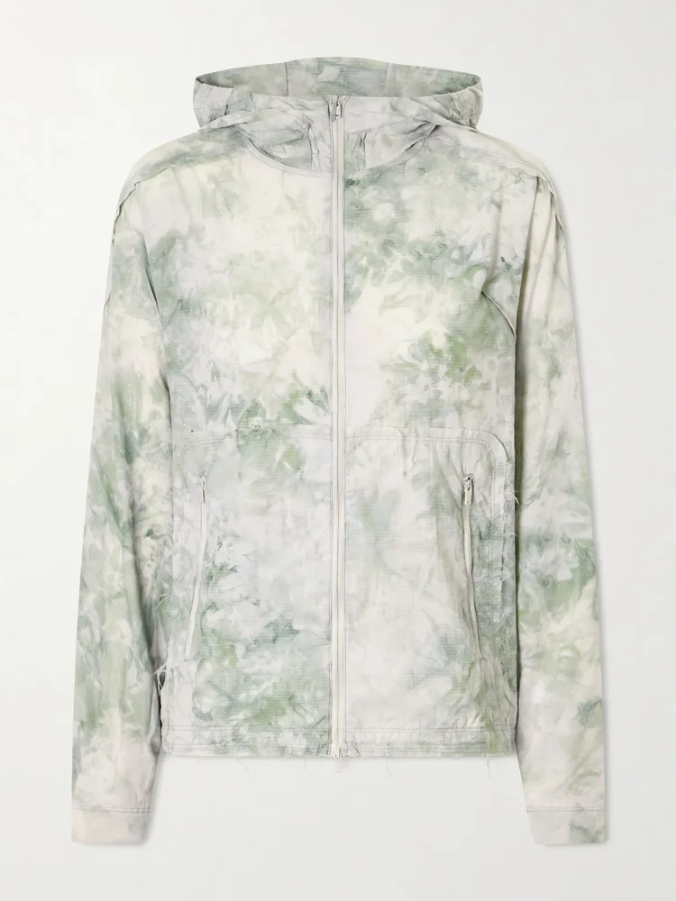 + Y-3 printed frayed lightweight hooded jacket