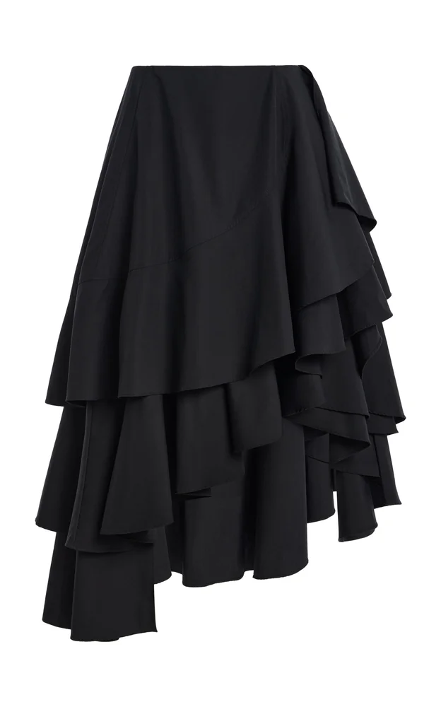 Asymmetric Cotton Poplin Full Skirt