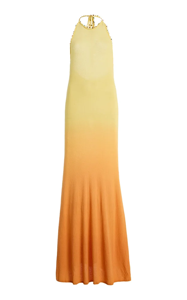 Exclusive La Isla Beach Quartz Cotton-Blend Maxi Halter Dress