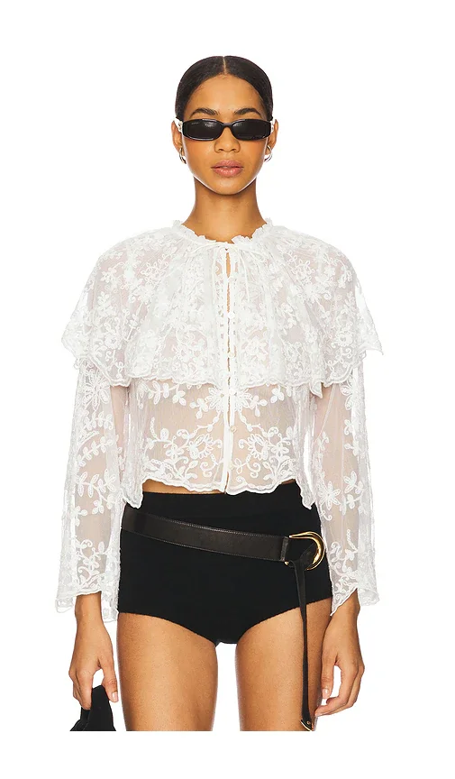 Marja Embroidery Capelet Blouse