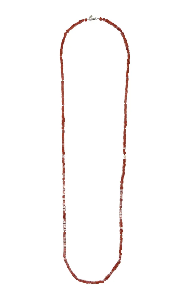 Ines Sterling Silver Pearl and Jasper Necklace