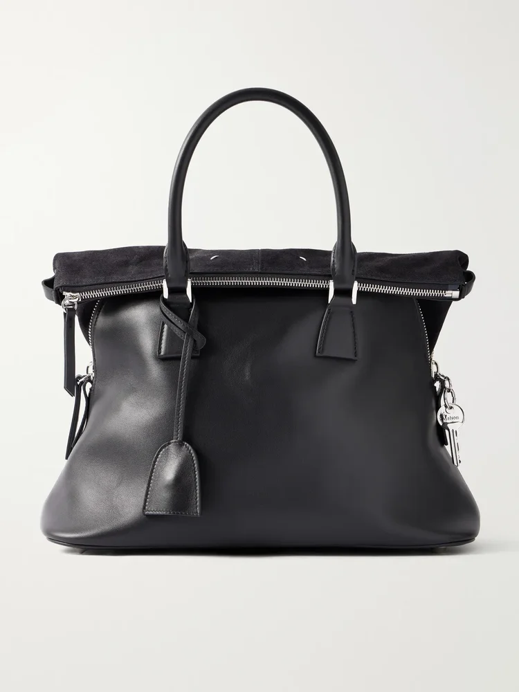 Leather and suede tote