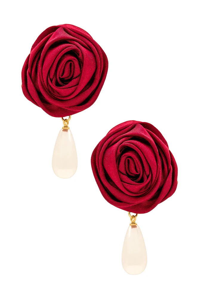 Rosette Pearl Drop Earrings