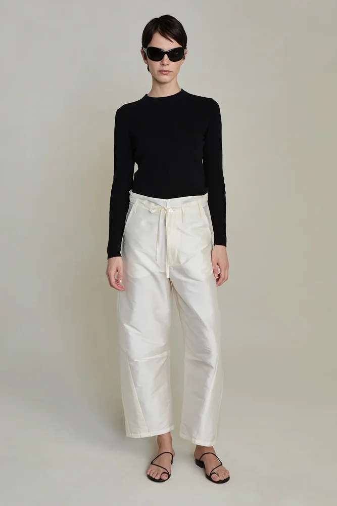 Chan Luu Techno Taffeta Barrel Pant Pearl