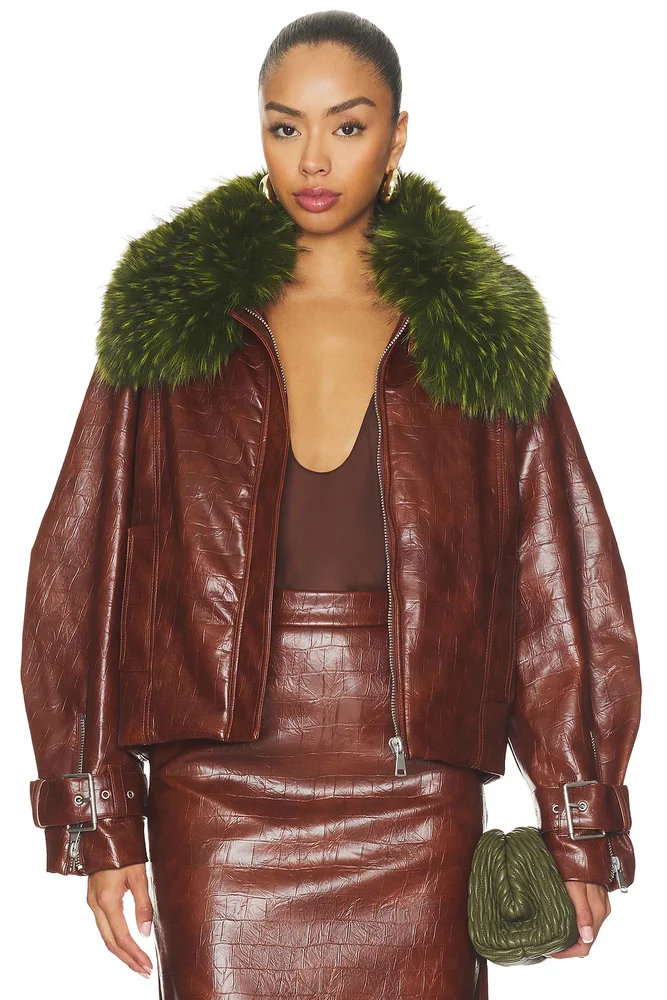 Kabuki Faux Leather Bomber